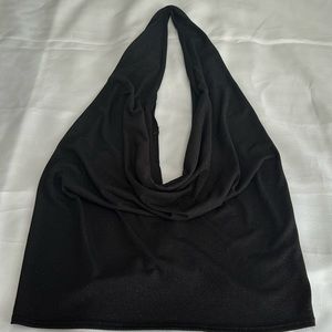 Backless black halter top